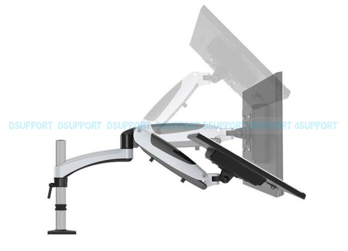 Support d'œillet de plein mouvement de ressort à gaz d'alliage d'aluminium 15 "-27" bras Flexible de support de moniteur LED d'affichage à cristaux liquides chargement de bâti de TV 0-8kgs