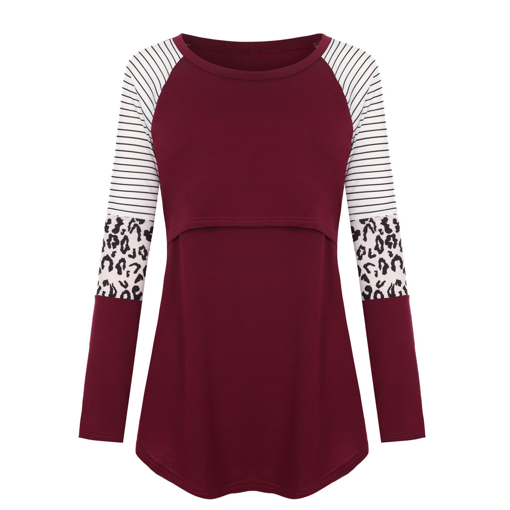 Frauen Mutterschaft Lange Ärmel Pflege Patchwork Farbe Spitzen Stillen Bluse pijama lactancia invierno baumwolle mutterschaft kleidung