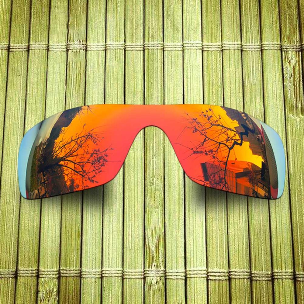 Polarized Replacement Lense For-Oakley Batwolf Sunglasses Frame True Color Mirrored Coating - Options: Fire Red