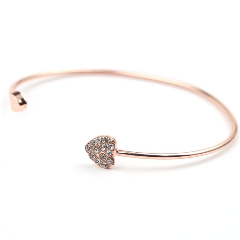 Women's Jewelry Valentine's Day Prom Jewelry Adjustable Zircon Heart-Shaped Open Bracelet