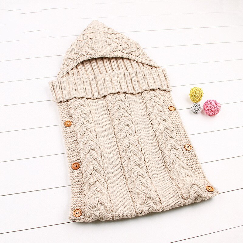 Pasgeboren Baby Winter Kinderwagen Wrap Deken Voetenzak Warm Gebreide Haak Inbakeren Anti-Kick Slaapzakken Peuter Baby Slaap Zak: 5