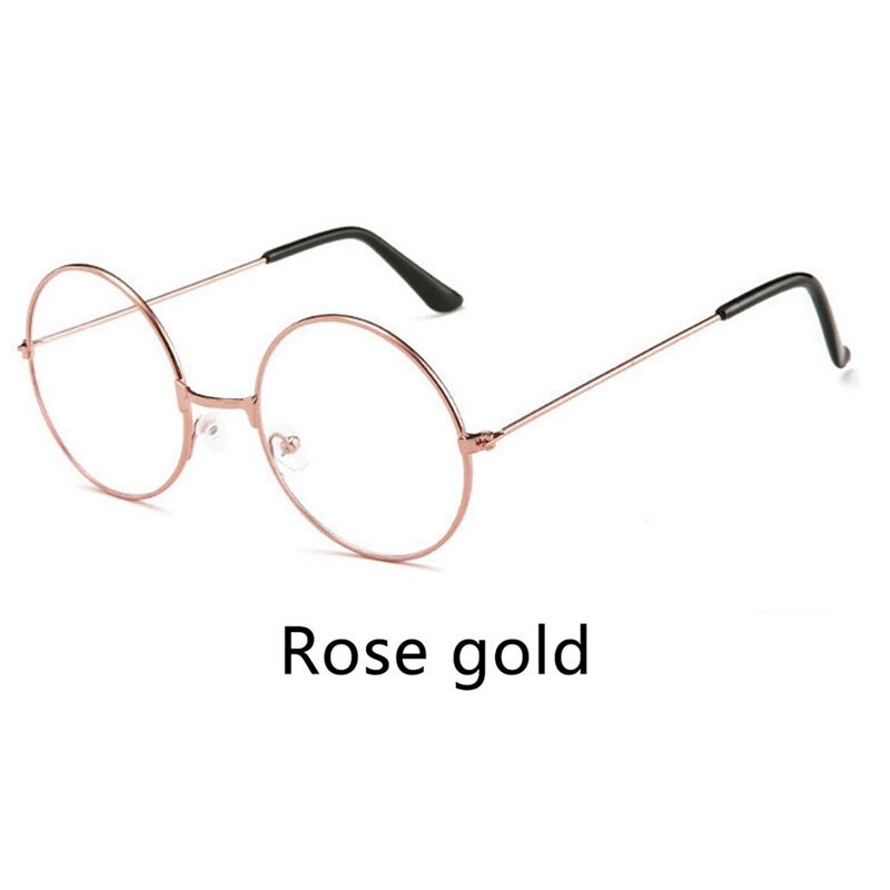 RICHPER 6 Colors Man Woman Retro Large Round Glasses Transparent Metal Eyeglass Frame Black Silver Gold Spectacles Eyeglasses: rose gold