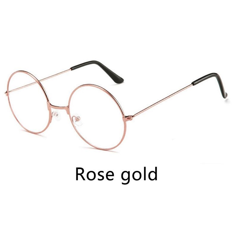 RICHPER 6 Farben Mann Frau retro Große Runde Brille Transparente Metall Brillen Rahmen Schwarz Silber Gold Brille Brillen: Rose Gold