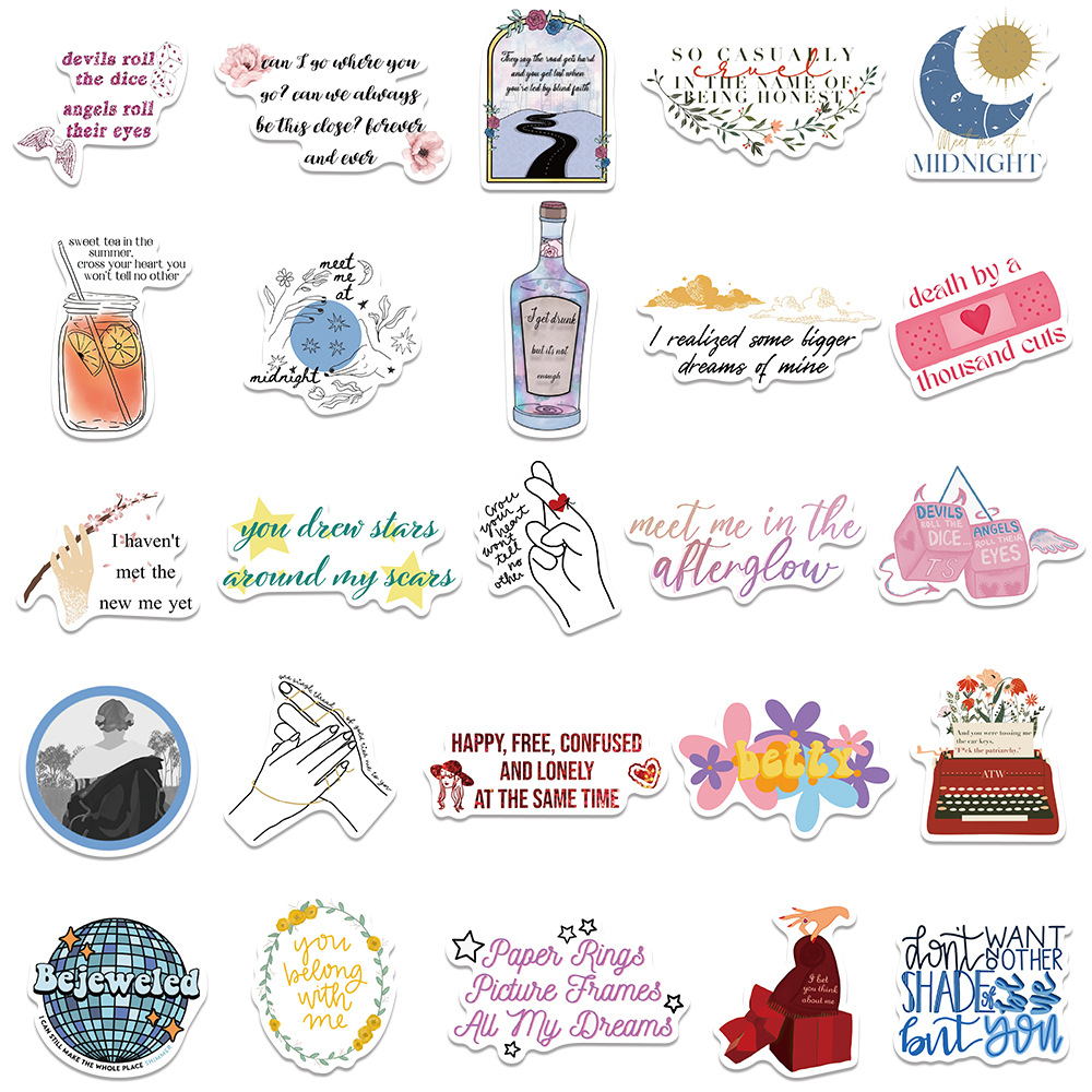 50PCS/Pack Kawaii Taylor Swift Stickers DIY Waterproof Graffiti Stickers For Phone Laptop Suitcase Notebook Skateboard