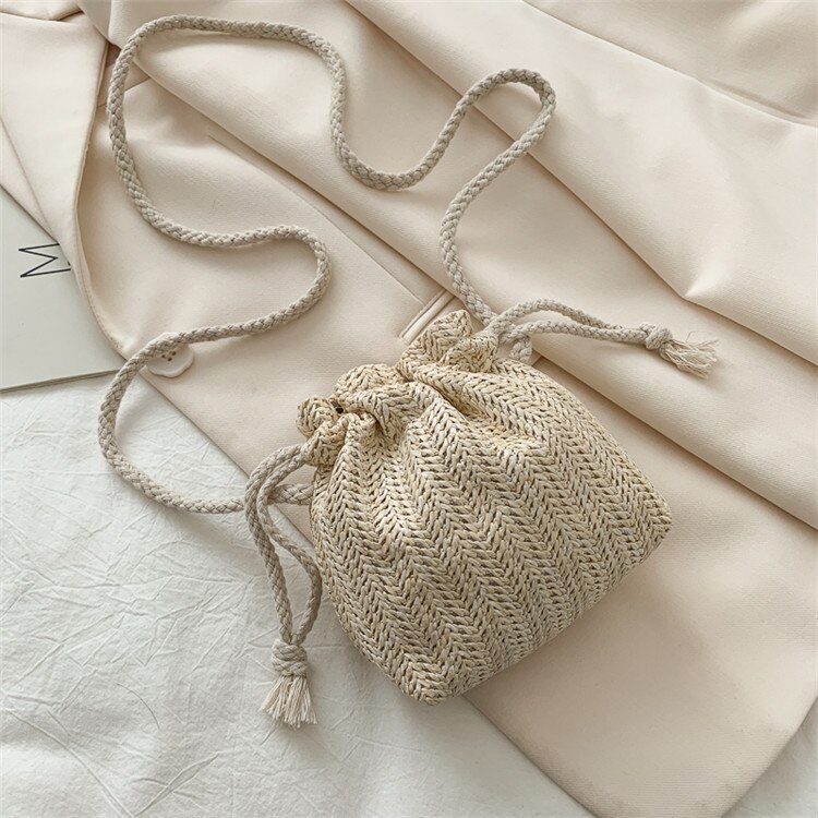 2020 Rattan intrecciato Borsa Rotonda Borsa A Tracolla Piccola Borse Da Spiaggia Delle Donne di proprietà di Paglia di girasole fatto a mano Del Messaggero Borsa con Tracolla