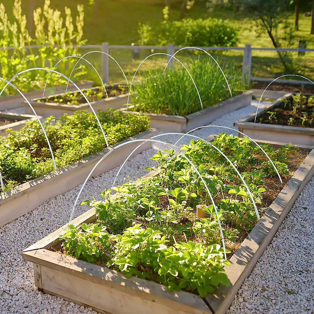 Aros de invernadero, aros de jardín para cama elevada, marco de aros de soporte de fibra de vidrio súper flexible, aros de túnel de jardín pequeños
