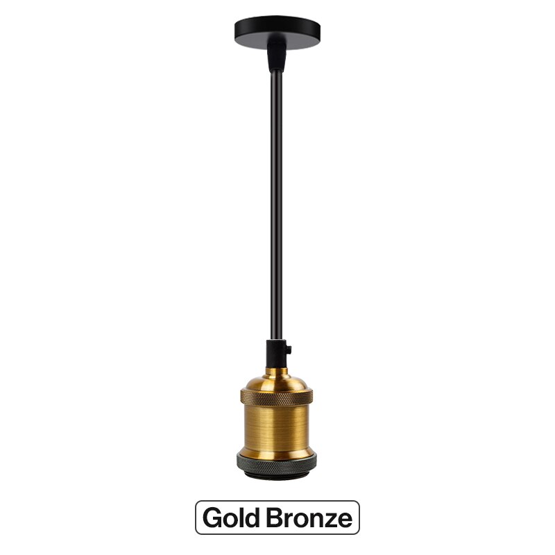 Vintage Edison Lamp E27 Socket Retro Pendant Lights Bulb Socket Screw Base Aluminum Light Industrial Retro Lamp Holder Fitting: Gold Bronze Set