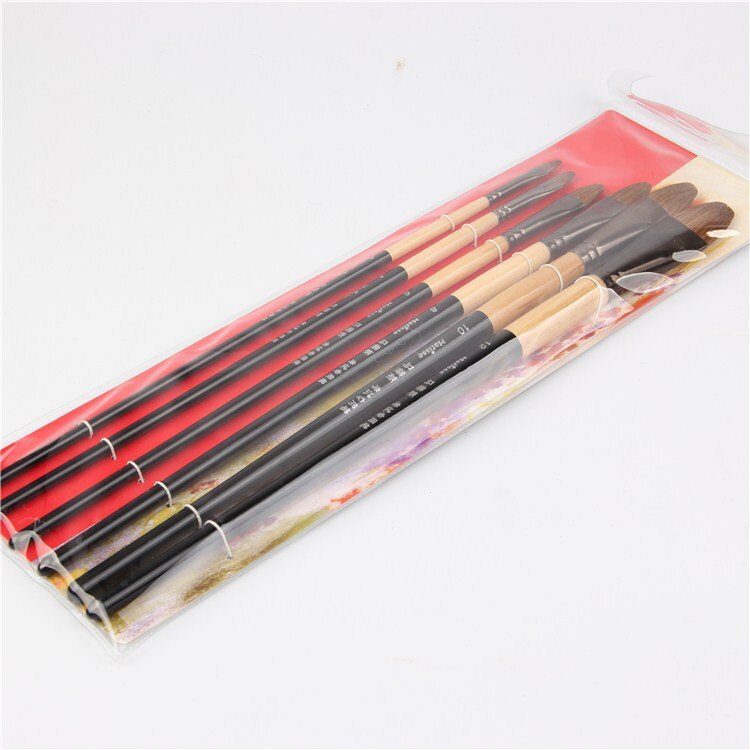 Pinceau de peinture à l'huile en crin de cheval de , 6 pièces, pinceau de peinture à l'huile pour artiste, pointe de langue, peintures acryliques, même nombre, stylo de rangée, papeterie pour étudiant