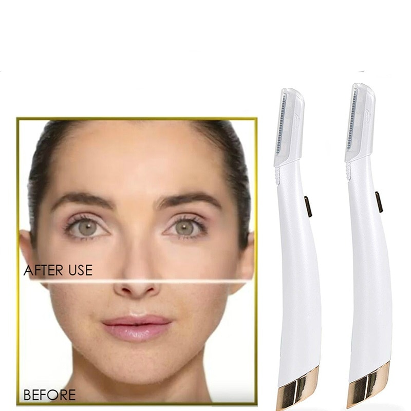 Woman Dermaplane Face Hair Remover Lighted Facial Expoliator Lady Razor Shaver Painless Expoliates Dead Skin Tool