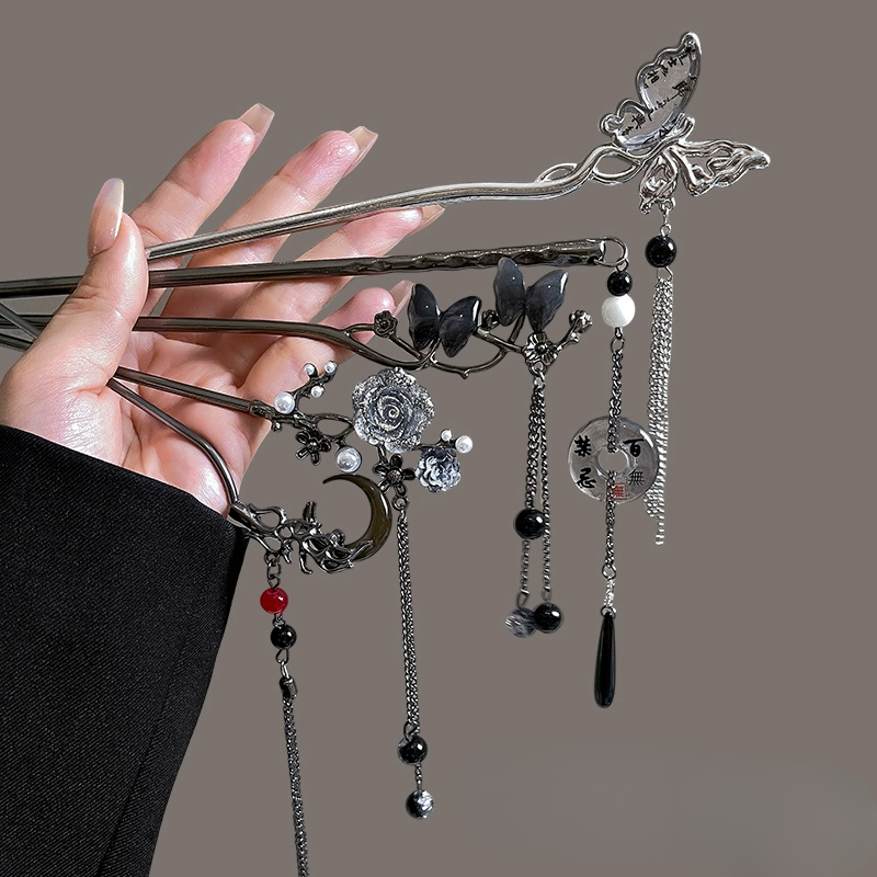 Ancient Chinese Style Butterfly Tassel Hair Stick for Women Girls Classical Hairpin Chinese Hair Accessories Jewelry
