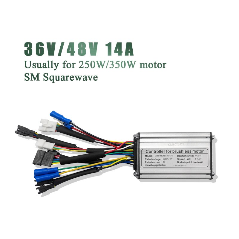 Kt Ebike Controller 36V 250W 350W 48V 500W 750W 1000W 1500W Waterdichte elektrische Fiets Ebike Controller Met Licht Functie: 14A SM Squarewave