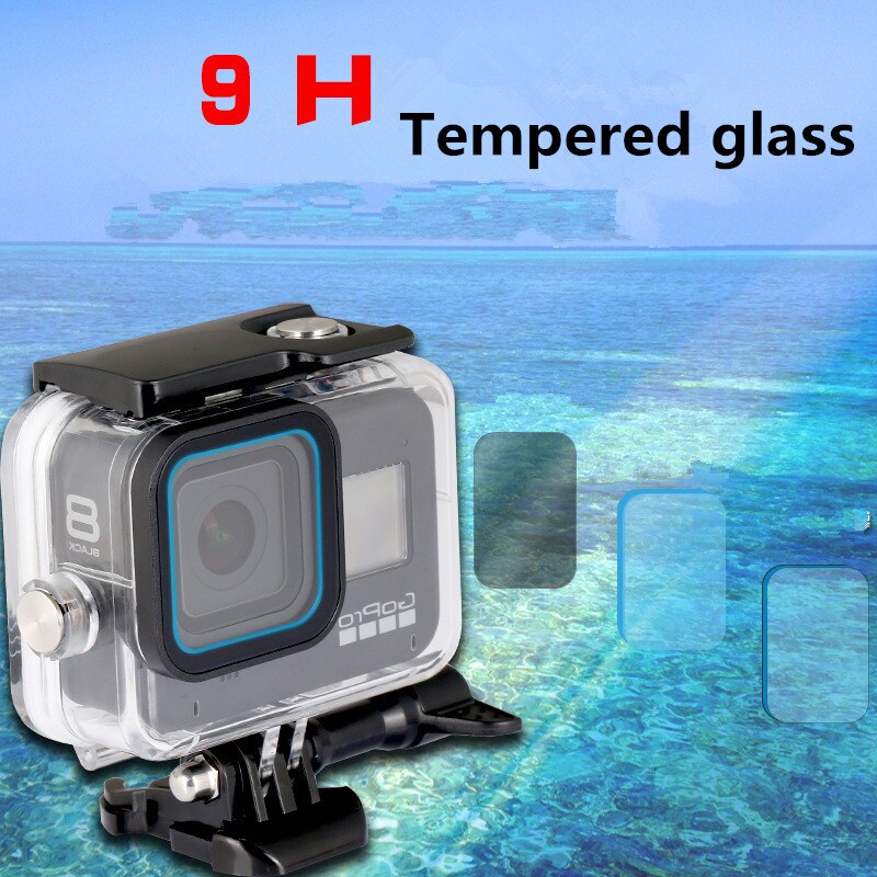 Go Pro 8 60M Waterproof Case Windshield Frame Silicone Case Diving Filter Bag For Gopro Hero 8 Black Action Camera Accessories