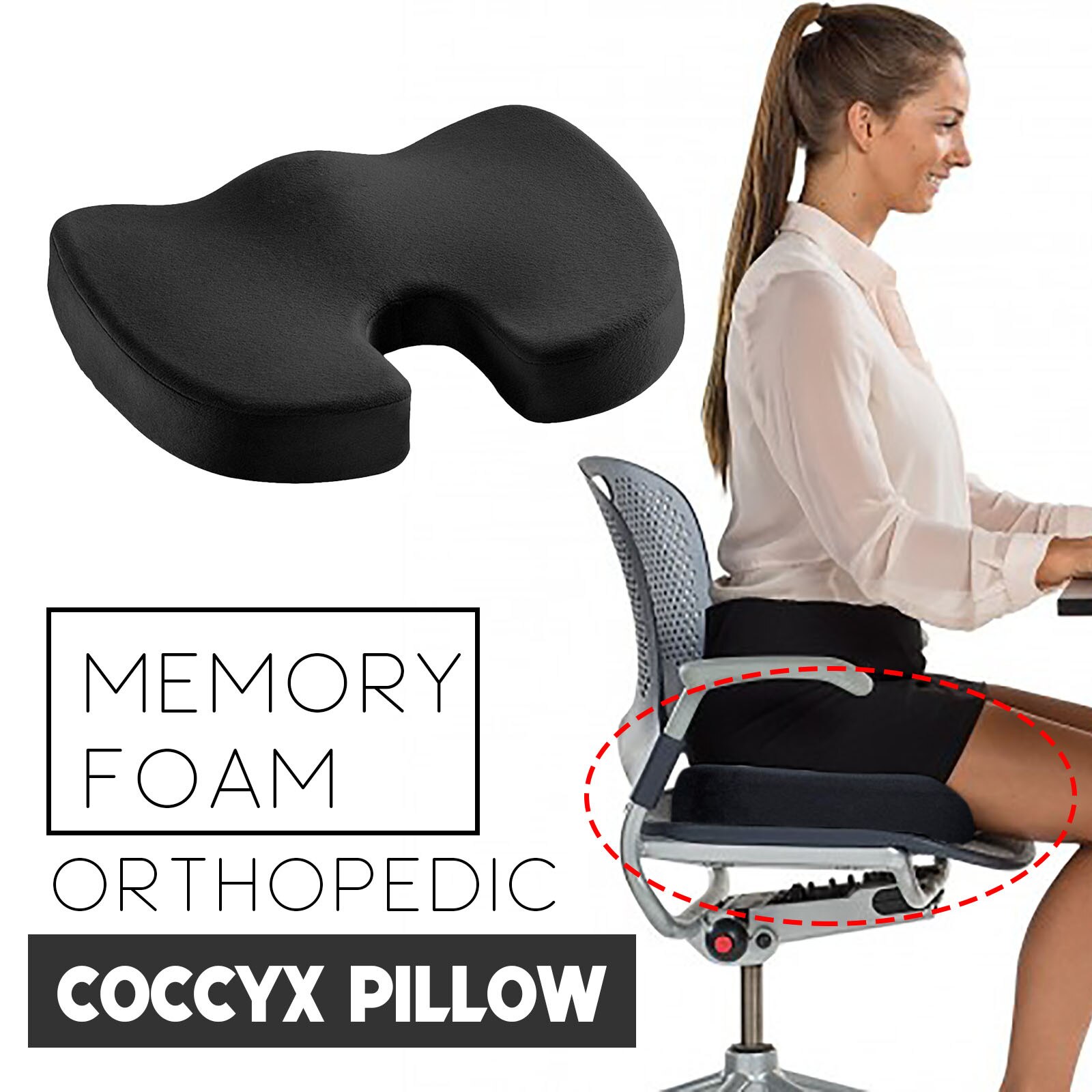 IN STOCK ! U-shaped Memory Foam Hips Cushions Memory Foam Seat Cushion Orthopedic Pillow Cushions Care Memory Foam Pillow