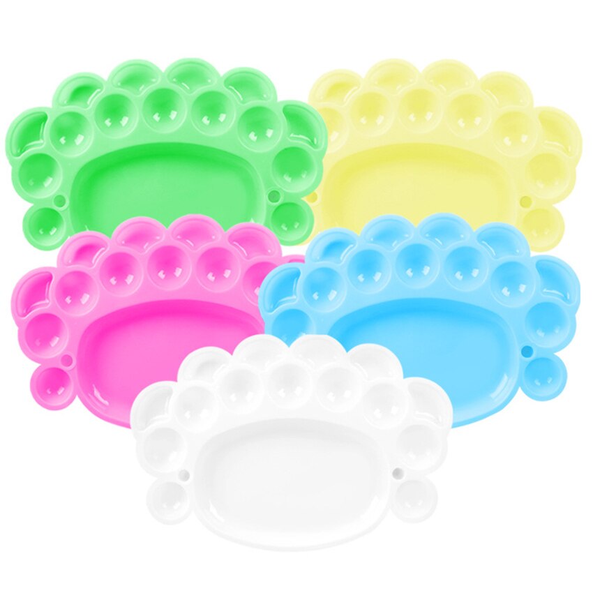 Footprint Shape Plastic Colour Palette Art Paint Drawing Tray Color Palette For Oil Watercolour White Painting Pallet Art tools