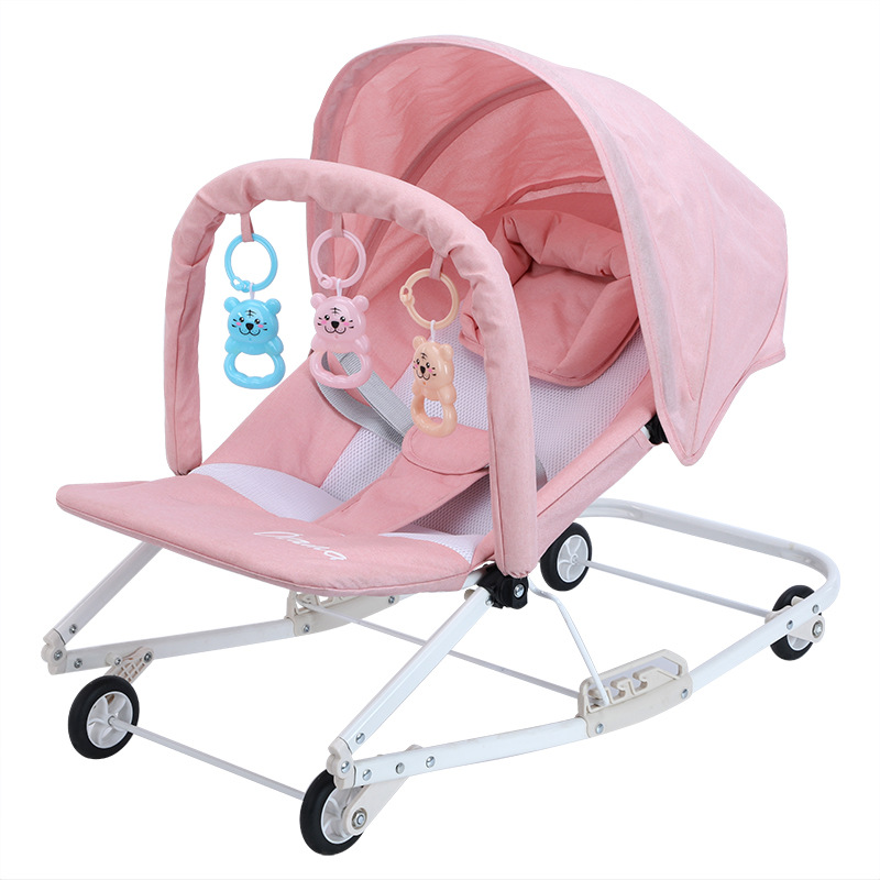 Lazychild Baby Schommelstoel Baby Comfort Fauteuil Shaker Slapen Kinderen Wieg Bed Schommelstoel Met Wielen: pink