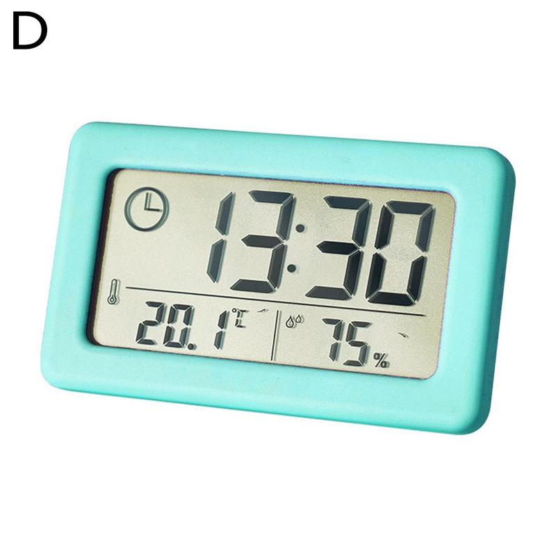 Digital Clock Thermometer Hygrometer Meter LED Indoor Electronic Humidity Monitor Clock Desktop Table Clocks For Home: Blue
