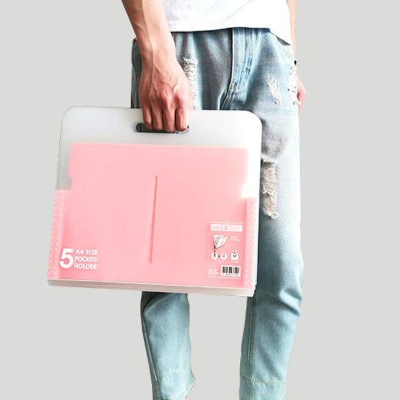 Multi-layer PP 6 color folder A4 student organ file plastic paper data bag Filing Products 5 index document bag