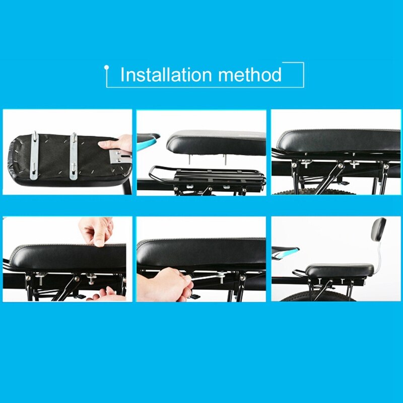 Bicycle Rear Seat Cycling Bike Bicycle MTB Back Seat PU Leather Soft Cushion Rack Seat Children Seat with Back Rest Accessiories