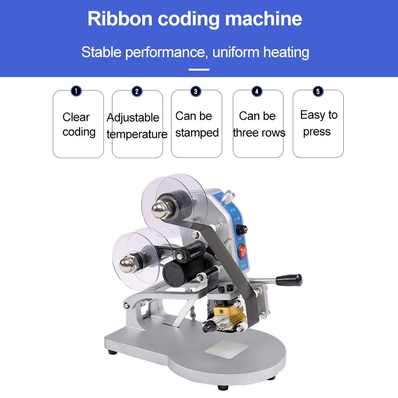 YTK DY-8 Type Hand Pressure Direct Thermal Coding Machine, Production Date Coding Machine Three Rows Adjustable