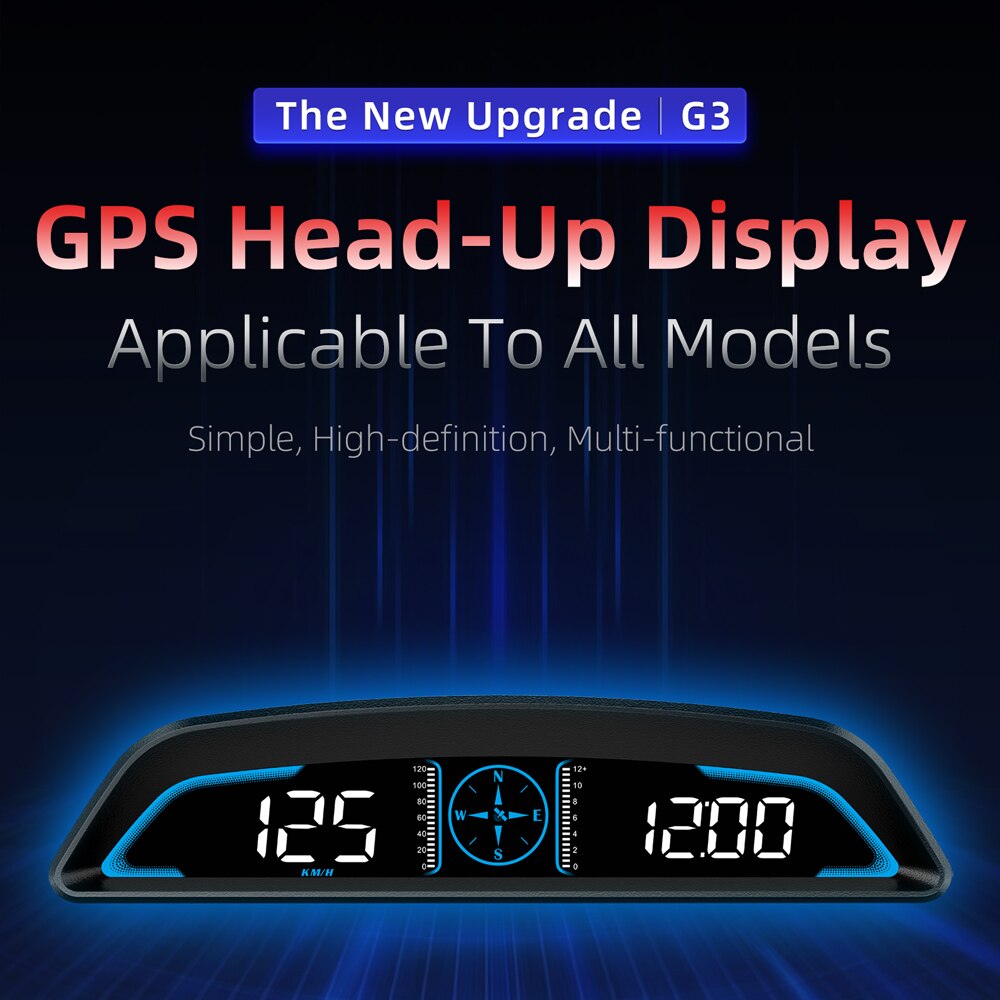 Auto Hud Head-Up Display Auto Outdoor Off-Road Gps Snelheid Gids Richting Head-Up Apparaat Tijd hd Display: Default Title