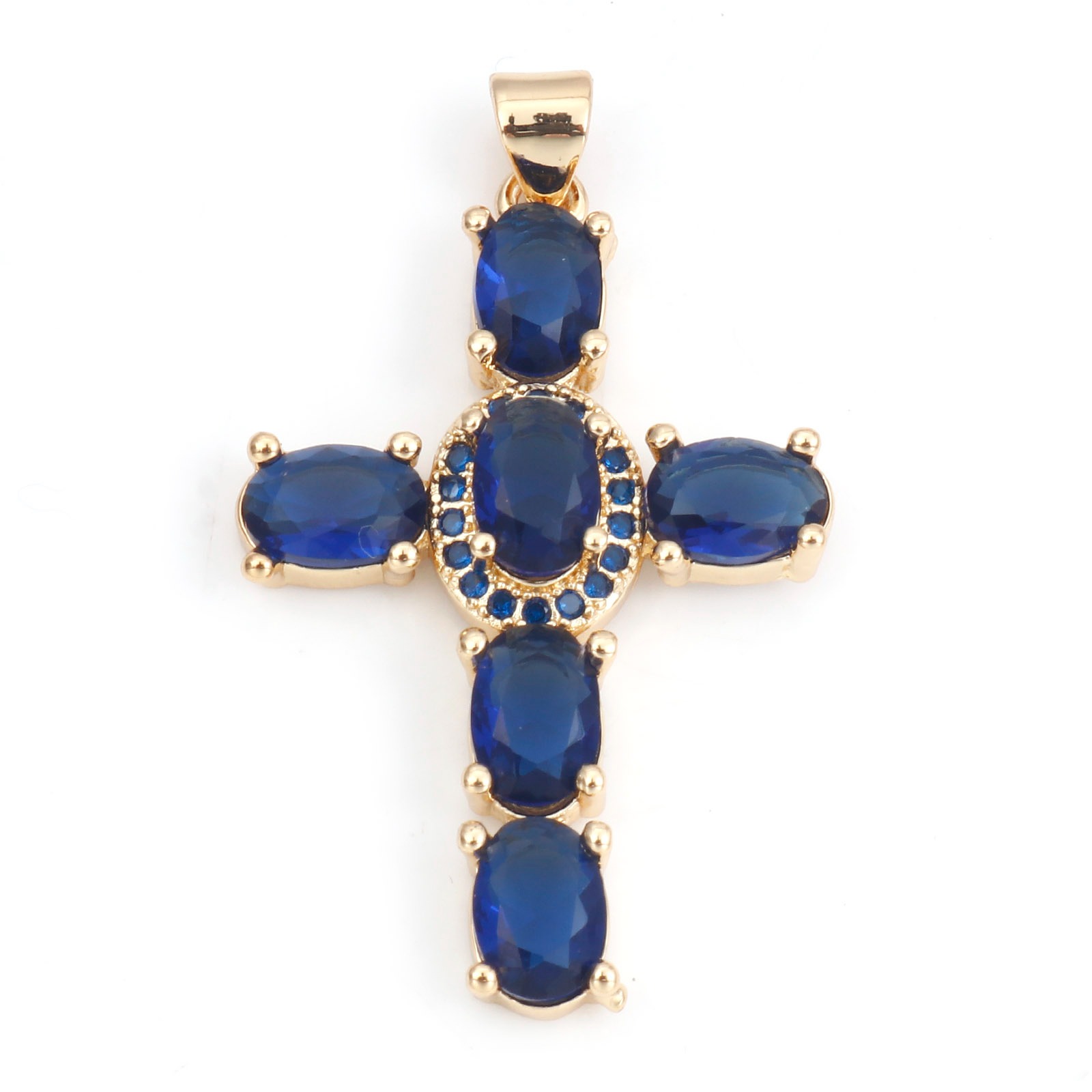 Colgantes de Cruz religiosa de cobre para mujer, abalorios de Metal de Color dorado Multicolor, para hacer collares, pulseras, joyería de 4cm x 2,3 cm, 1 unidad: Color amarillo dorado claro