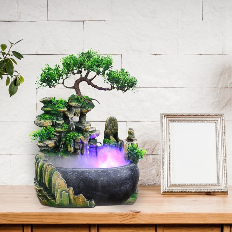 Indoor Relaxation Desktop Feng Shui Water Fountain Waterfall, Zen Meditation Indoor Waterfall Feature for Home US Plug