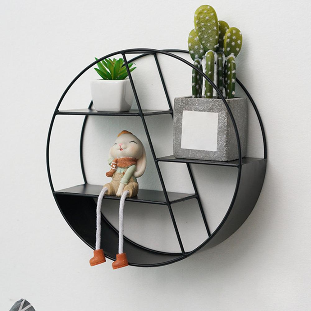 Storage Organizer Floating Geometric Figure Smooth Lines Round Shape Storage Rack for Home
