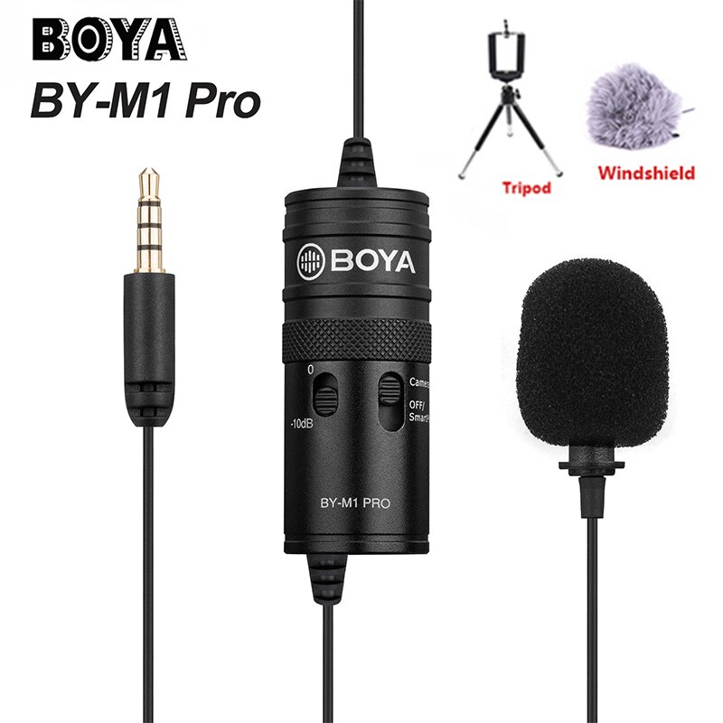 Boya BY-M1 Pro Lavalier Microfoon Clip-On Condensator Microfoon Wired 3.5 Mm Studio Mic Voor Smartphone Mac Vlog Dslr camcorder Audio