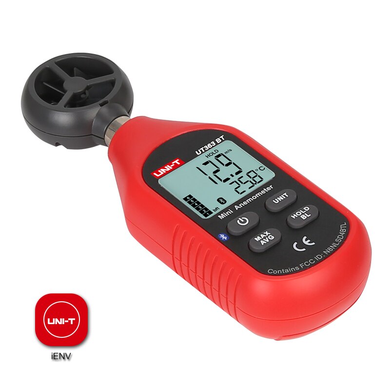 Anemómetro Bluetooth UNI-T Mini Digital, probador de temperatura, viento máximo medido 0,1 m/S, velocidad de arranque 30 m/S