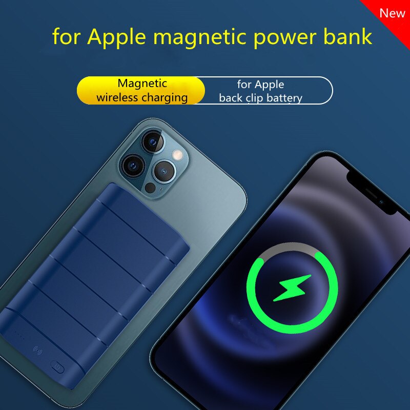 Power Bank 6000Mah Magnetische Draadloze Opladen Pd Opladen Externe Voeding Geschikt Voor Iphone Gierst Achter Klem Batterij