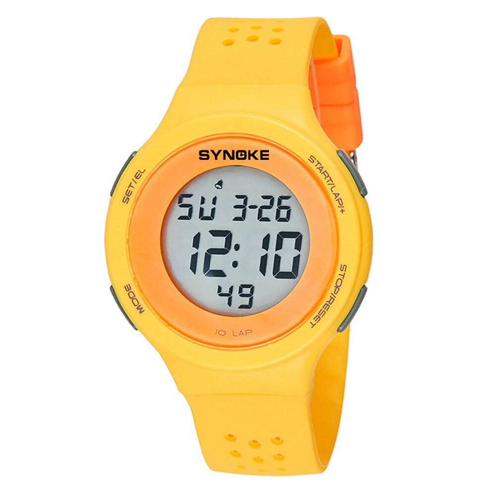 Hommes montres numériques multi-fonction 50M étanche Sport montre Silicone LED numérique Double Action montre horloge relogio masculino: Yellow