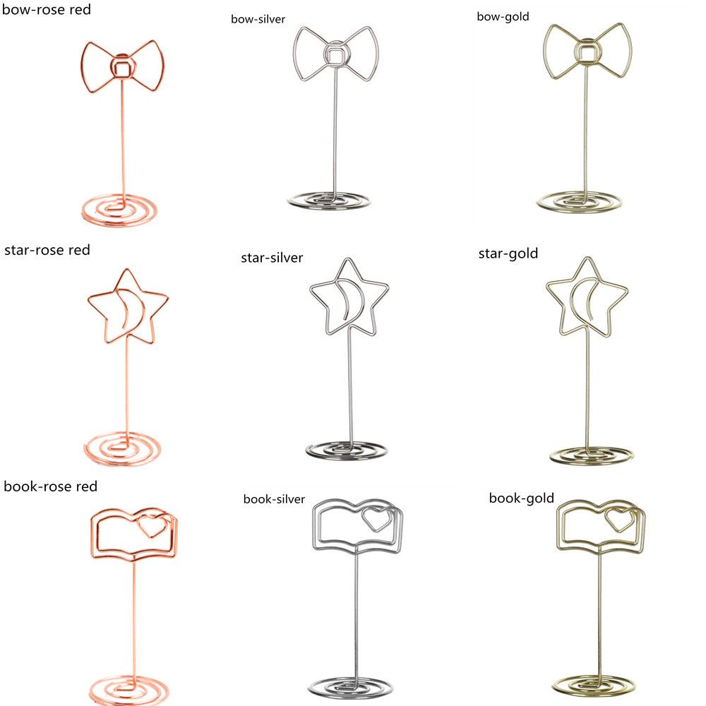1Pc Diy Foto Houder Stands Tafel Nummer Houders Plaats Kaart Papier Menu Clips Bruiloft Gunsten Plaats Kaart Stand Bericht clips
