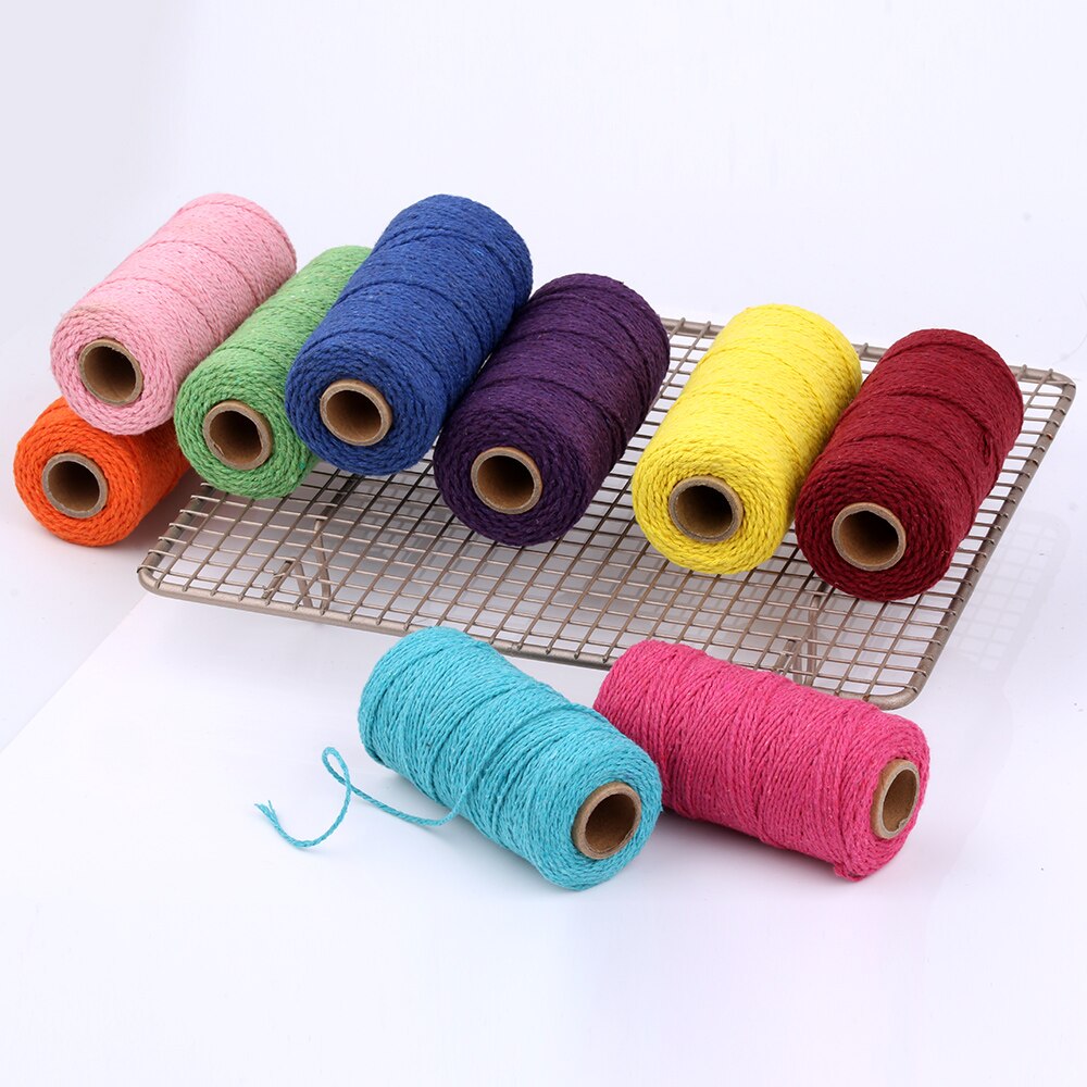 Cordon de ficelle en macramé coton naturel | Cordon en corde naturelle de coton 2MM/100M, décoration artisanale, cordon de ficelle en coton de boulanger suspendu à la main
