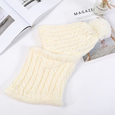 Fleecefodrad varm mössa dam stickad mössa vintermössa scarfset vintermössor för dam skullies mössor huva