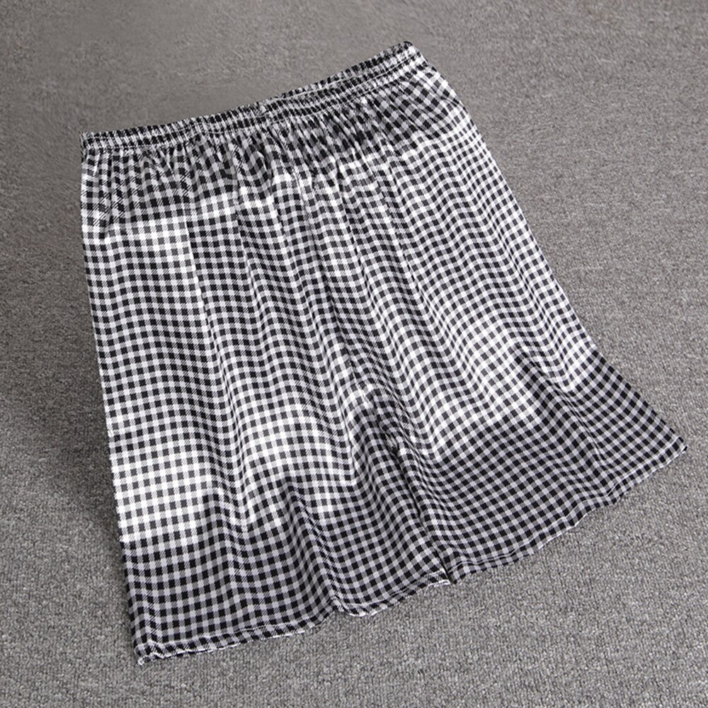 Mannen Slaap Shorts Zomer Zachte Comfortabele Elastische Taille Zijde Satijn Pyjama Shorts Gedrukt Nachtkleding Broek Bottoms Homewear Mannelijke: Plaid / XXXL