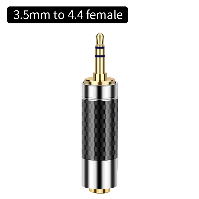 Vergulde hoofdtelefoonaansluiting 2,5 mm 3,5 mm 4,4 mm conversie Audio-adapter Stereo stekker Koolstofvezel audioconnector: Zilver