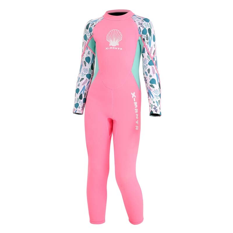 Muta per bambini in Neoprene da 2.5mm muta da sub monopezzo manica lunga per ragazze tuta da surf con cerniera posteriore snorkeling Scuba rosa blu: Colore rosa / XXL