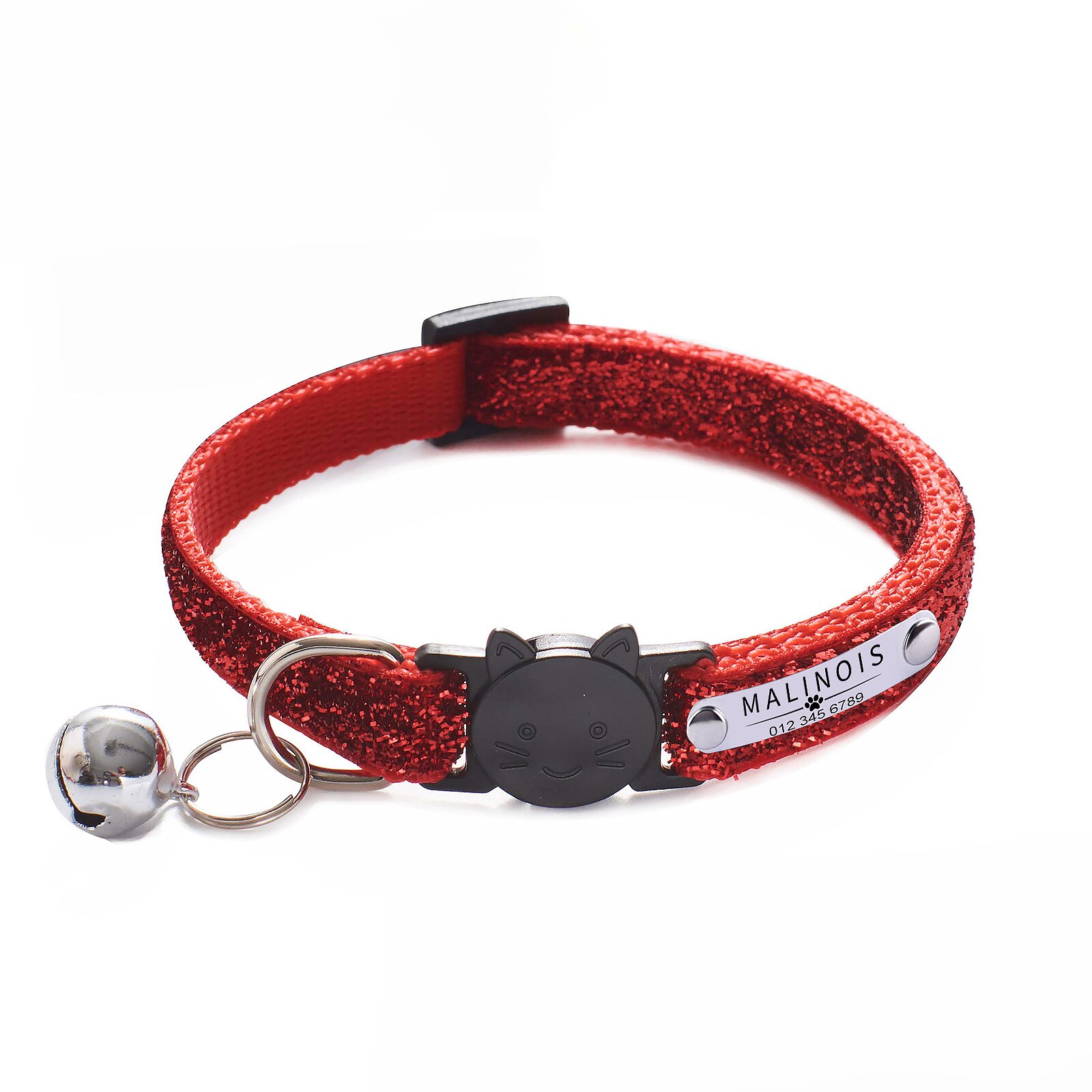 Collar brillante para gato, correa ajustable para el cuello, accesorios para mascotas, letras personalizadas perros mascotas collar perro arnes perro arnes perro pequeño mascotas perros accesorios collar para perro sum: 3