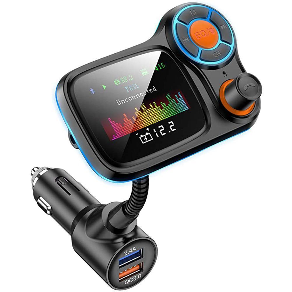 Auto MP3 Muziekspeler Bluetooth 5.0 Ontvanger Fm-zender Dual Usb QC3.0 Lader U Disk/Tf Card Lossless muziek