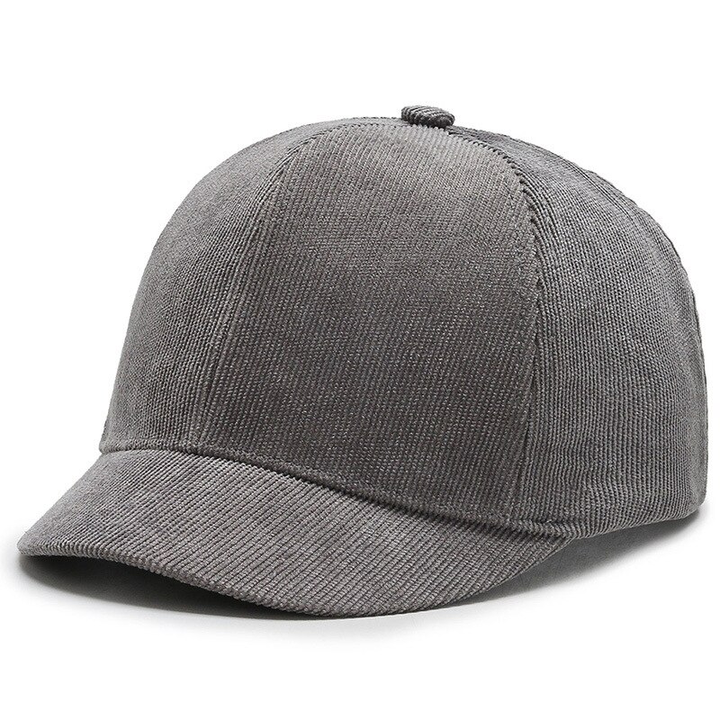 Kort rammehette ensfarget baseballcap menn kvinner høst vinter utendørs hesteluer kordfløyel snapback uformell hatt: 5