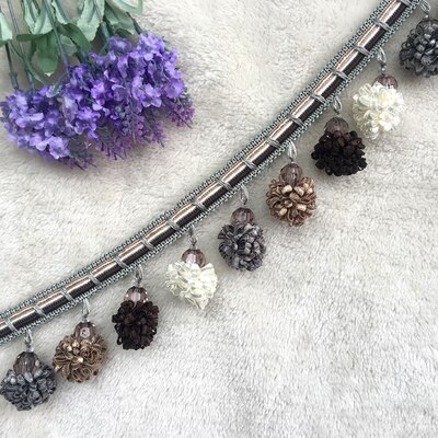 1M Pom Pom Trim Ball Fringe Lint Gordijn Kant Stof Pompom Ballen Kwastje Franjes Trim Kralen Diy Kant Ambachten naaien Accessoires: D