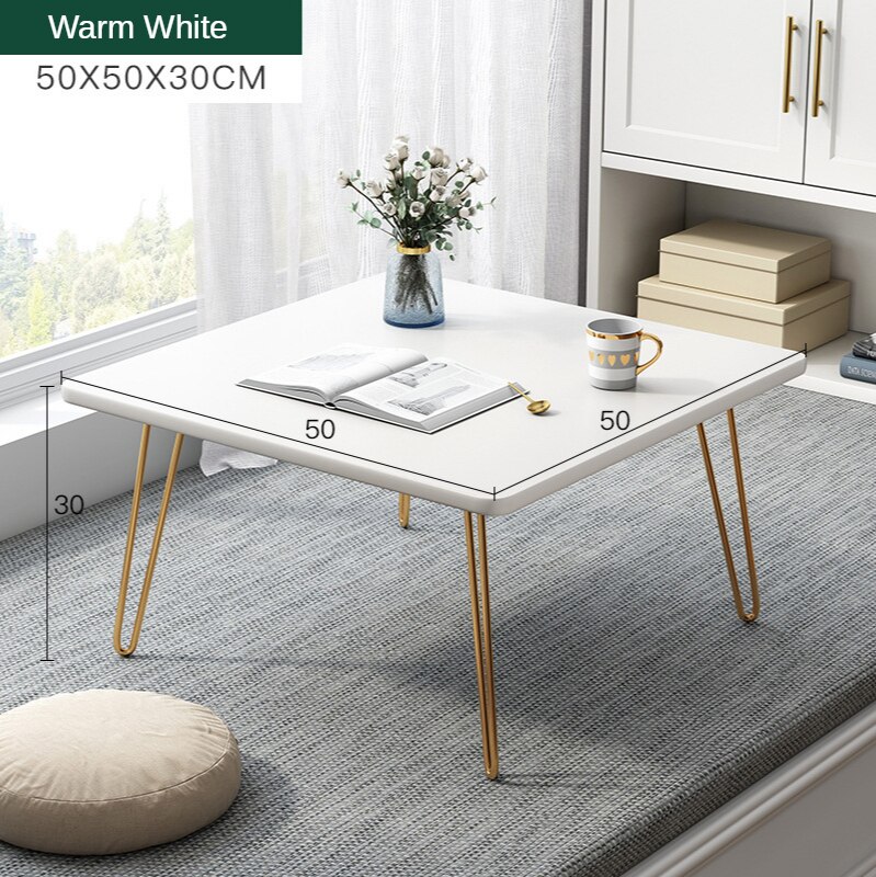 K-Star Bay Window Small Coffee Table Light Luxury Home Balcony Small Table Simple Modern Sitting Tatami Table: SquareWhite 50x50x30