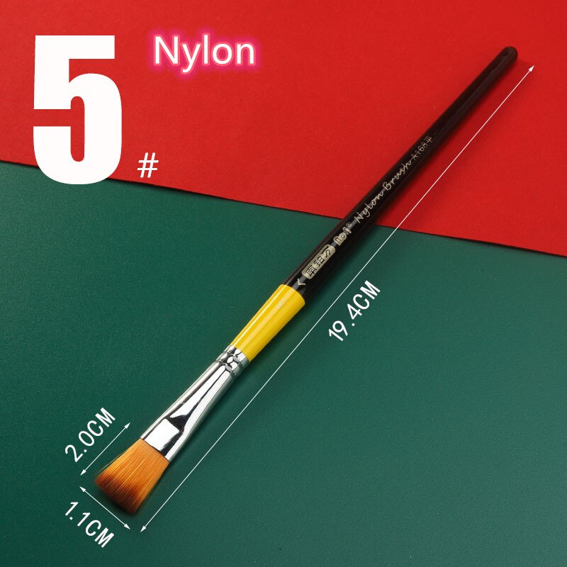 Nylon Paint Brush Used To Wood Makeup Safety Acrylic Watercolor Oil Painting for Artist Drawing Art Supplies No.1 A168 1Pcs: 5 Nylon Flat Head