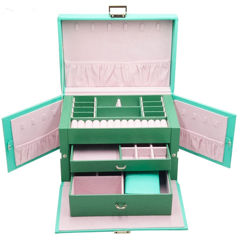 Luxe Sieraden Geschenkdoos Houten Eenvoudige Creatieve Cosmetische Box 3 Lagen Sieraden Opbergdoos Lederen Cases & Displays