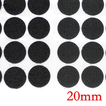 50 pares de ganchos adhesivos mágicos de nailon de doble cara, lazos de discos redondos de costura con cinta de sujeción, accesorios para manualidades: 20mm Black