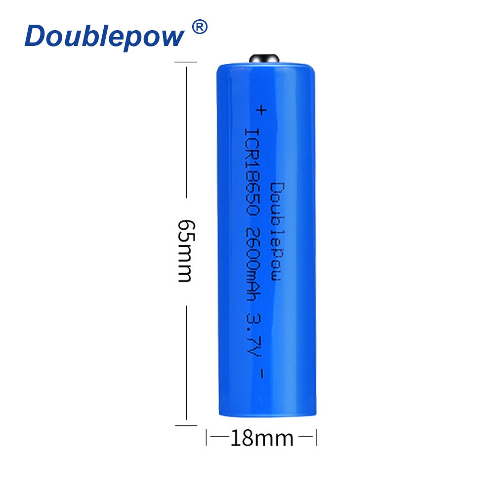 100% original Doublepow 18650 battery 3.7v 2600mah 18650 rechargeable lithium battery for flashlight batteries