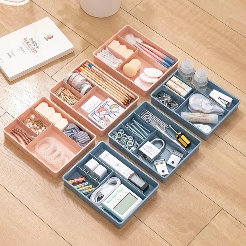 Organizador de cajones de escritorio, caja de almacenamiento de papelería para artículos diversos, contenedor, organizador de maquillaje y cosméticos, contenedor divisor de cajón para el hogar y la Oficina