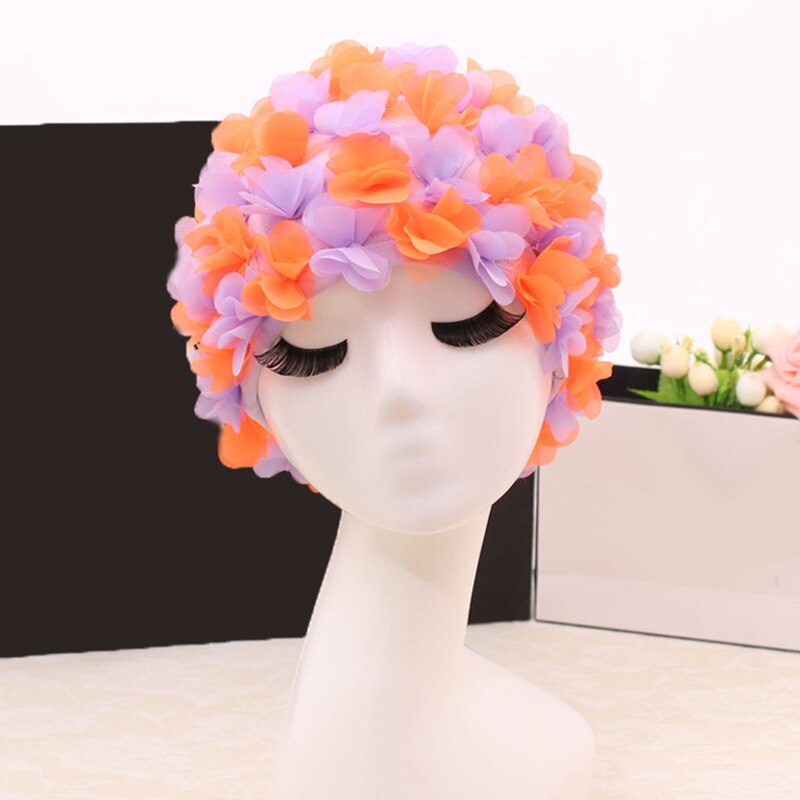 Swim Pool Swimming Cap Hat Free size for Women Petals Bathing Cap: Color11