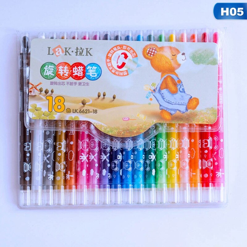 8/12/24 Colors Crayons Cartoon Drawing Non-Toxic Oil Pastels Kids Student Pastel Pencils Art Supplies Rotatable: L size 18 colors