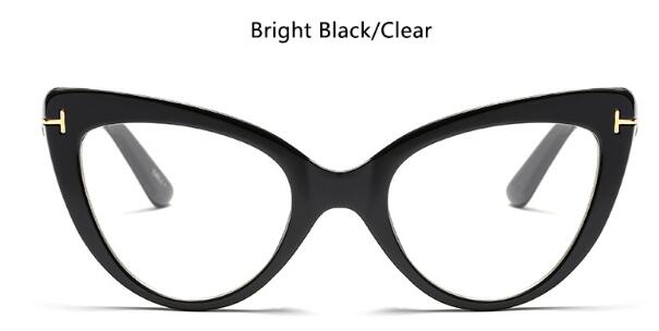 Black Cat Eye Glasses Female Myopia Nerd Optical Glasses Frame clear lens women eye glasses Spectacles: bright black clear